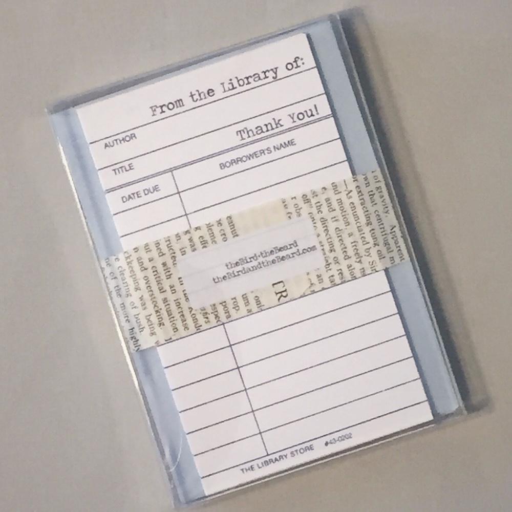 Library Borrower's Card Thank You Notes, set of 12